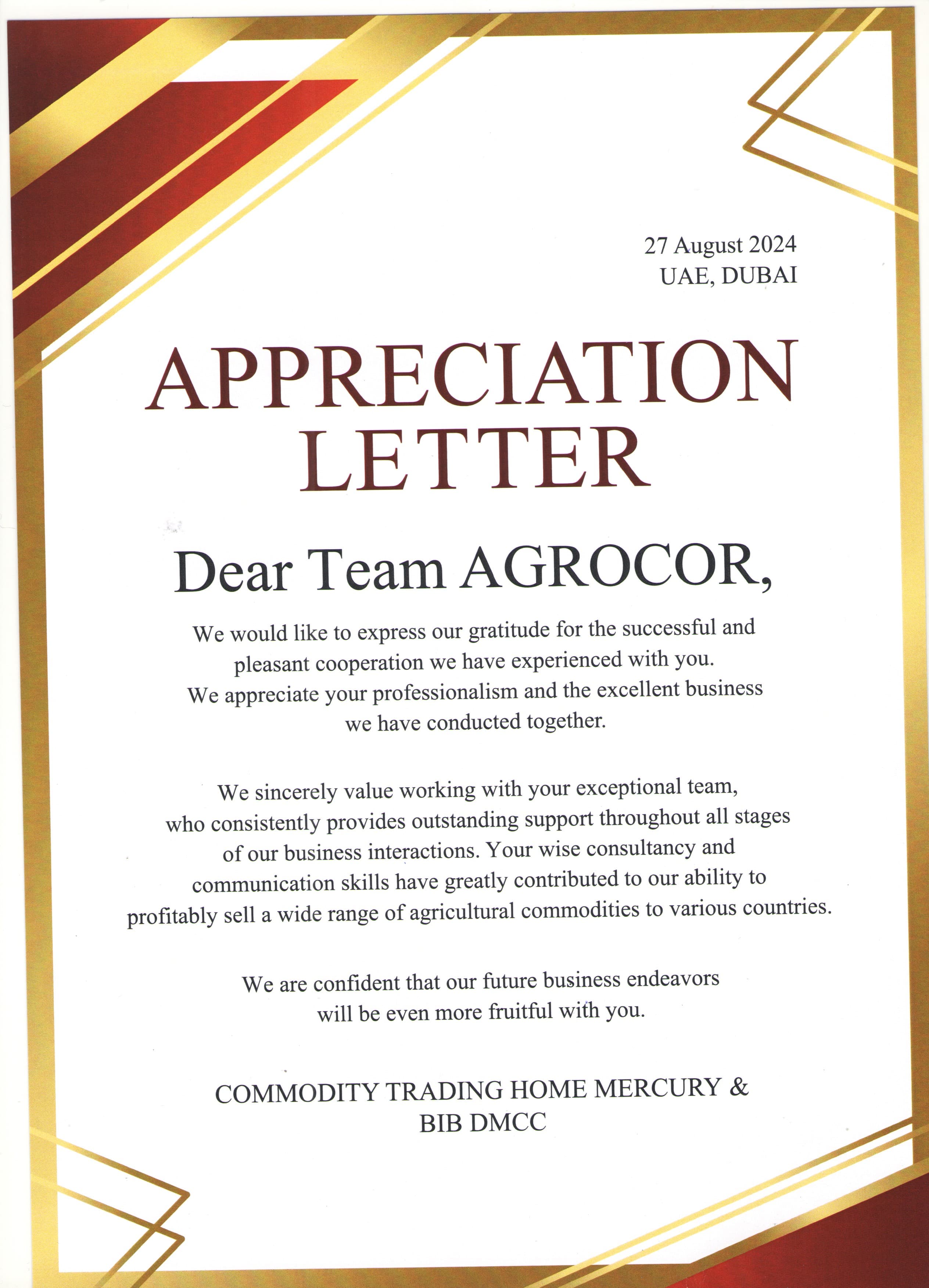 Thank You Letter